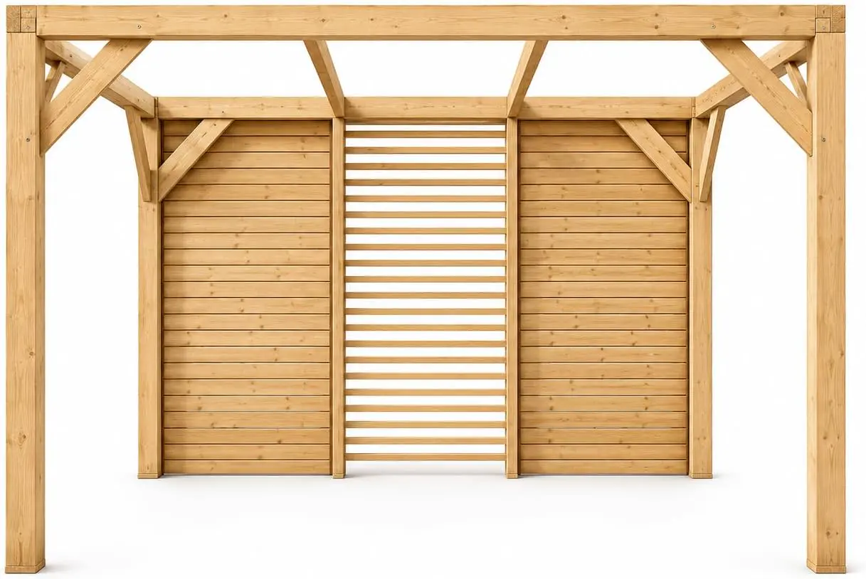 Pergola en bois naturel 10,57m² vue 2