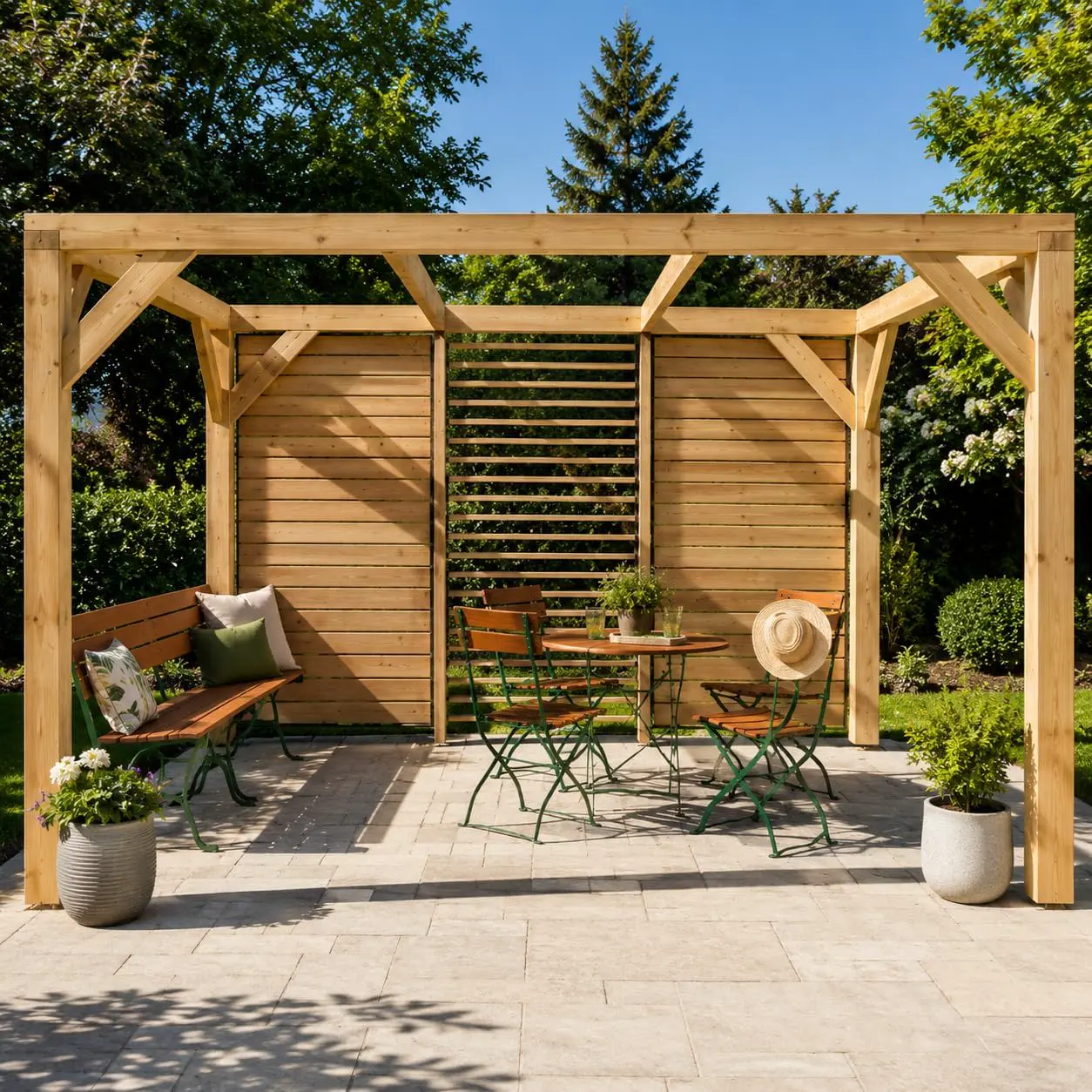 Pergola en bois naturel 10,57m² vue 3