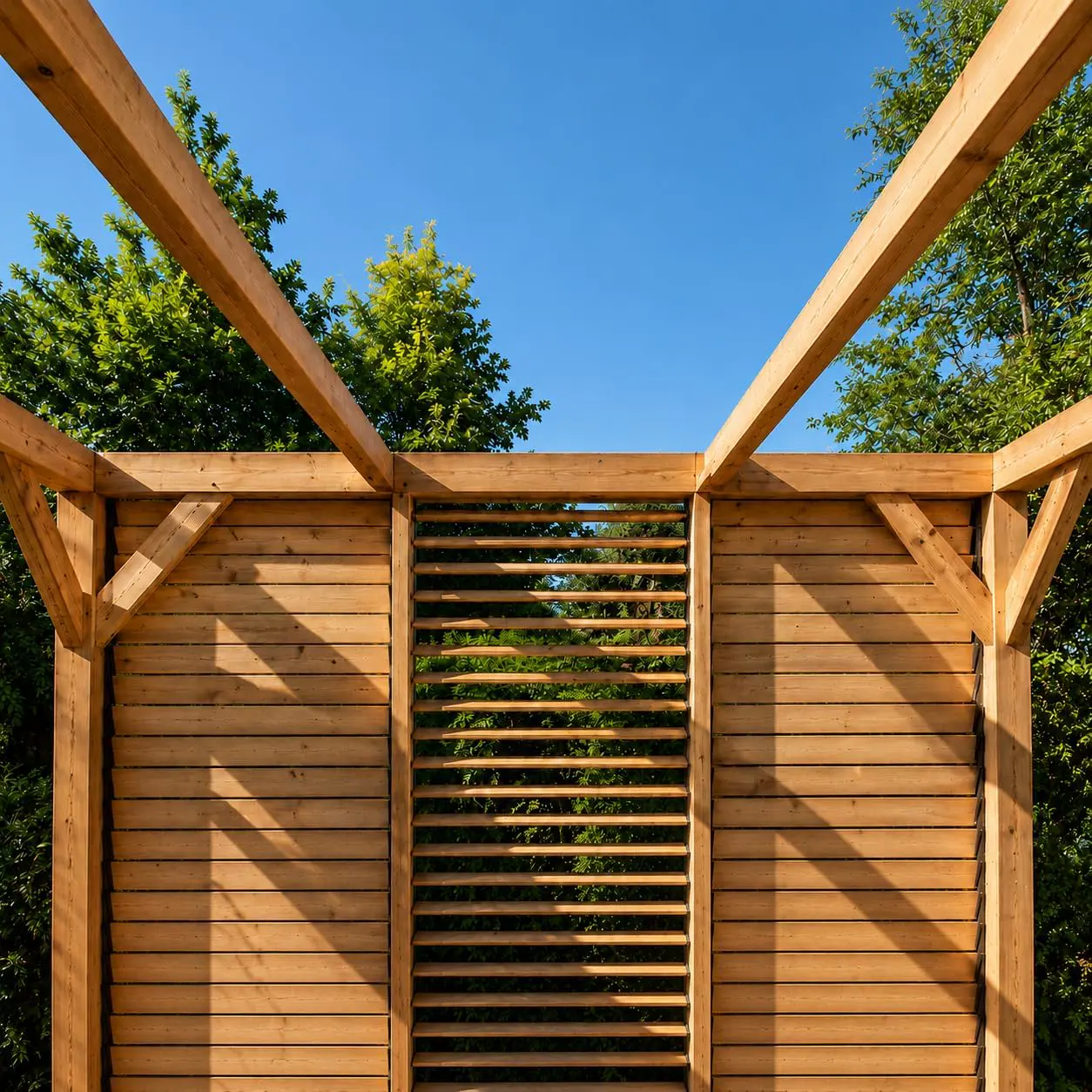 Pergola en bois naturel 10,57m² vue 4