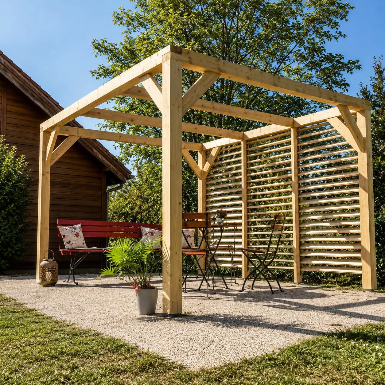 Pergola en bois naturel 10,57m² vue 5