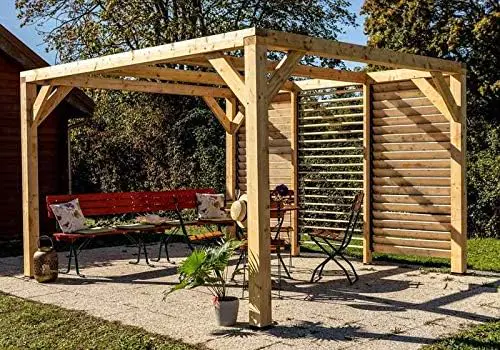 Pergola en bois naturel 12,20m² vue 3