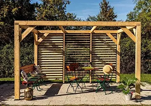 Pergola en bois naturel 12,20m² vue 5