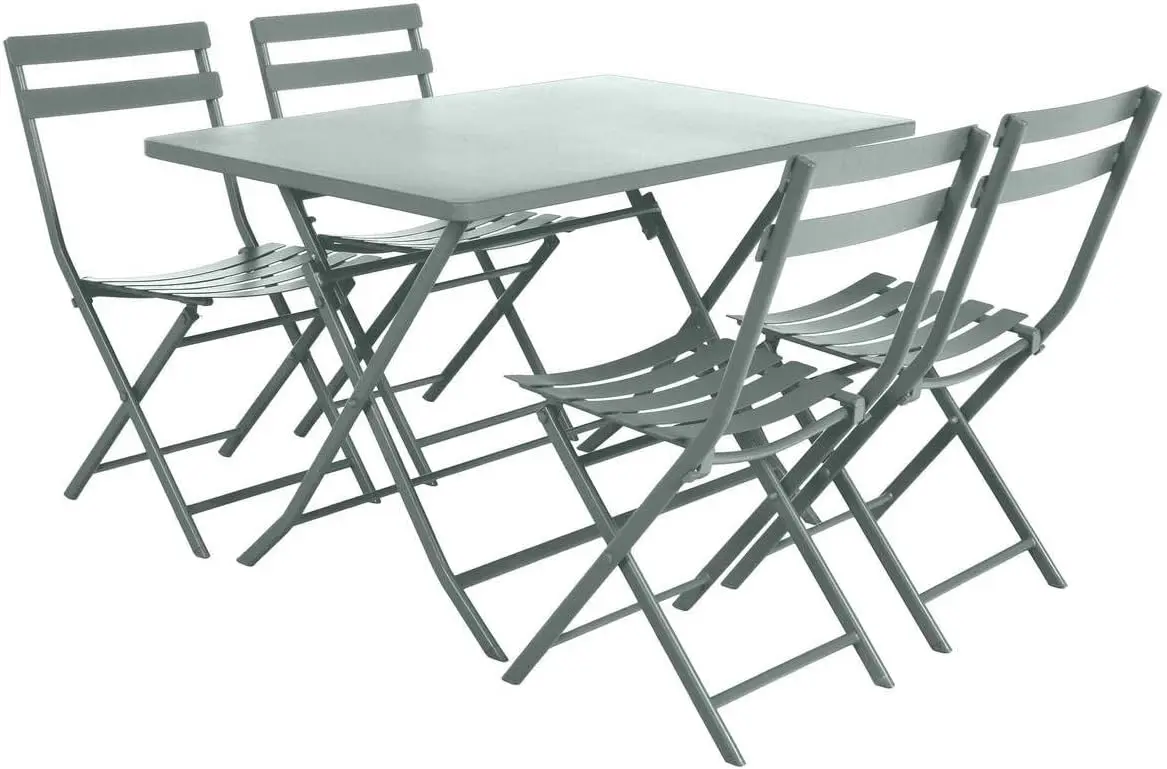 Table de jardin 4 places en acier vert 110 x 70 cm vue 3