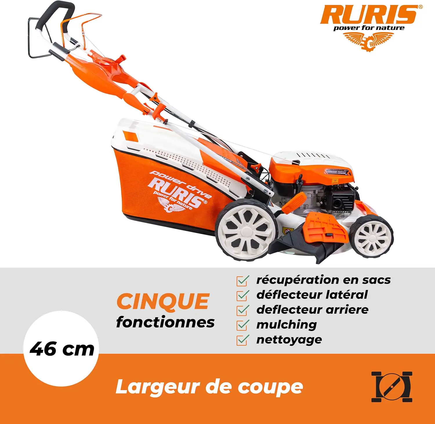 Tondeuse autoportée en acier orange 1500 m² vue 3