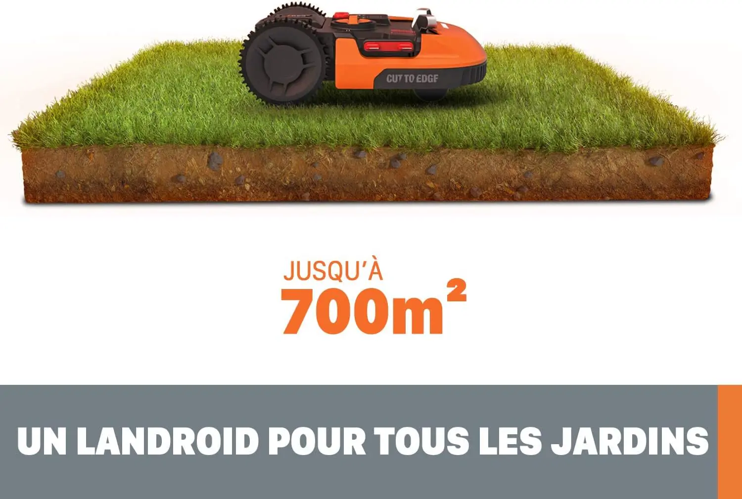 Robot tondeuse orange 700m² vue 3