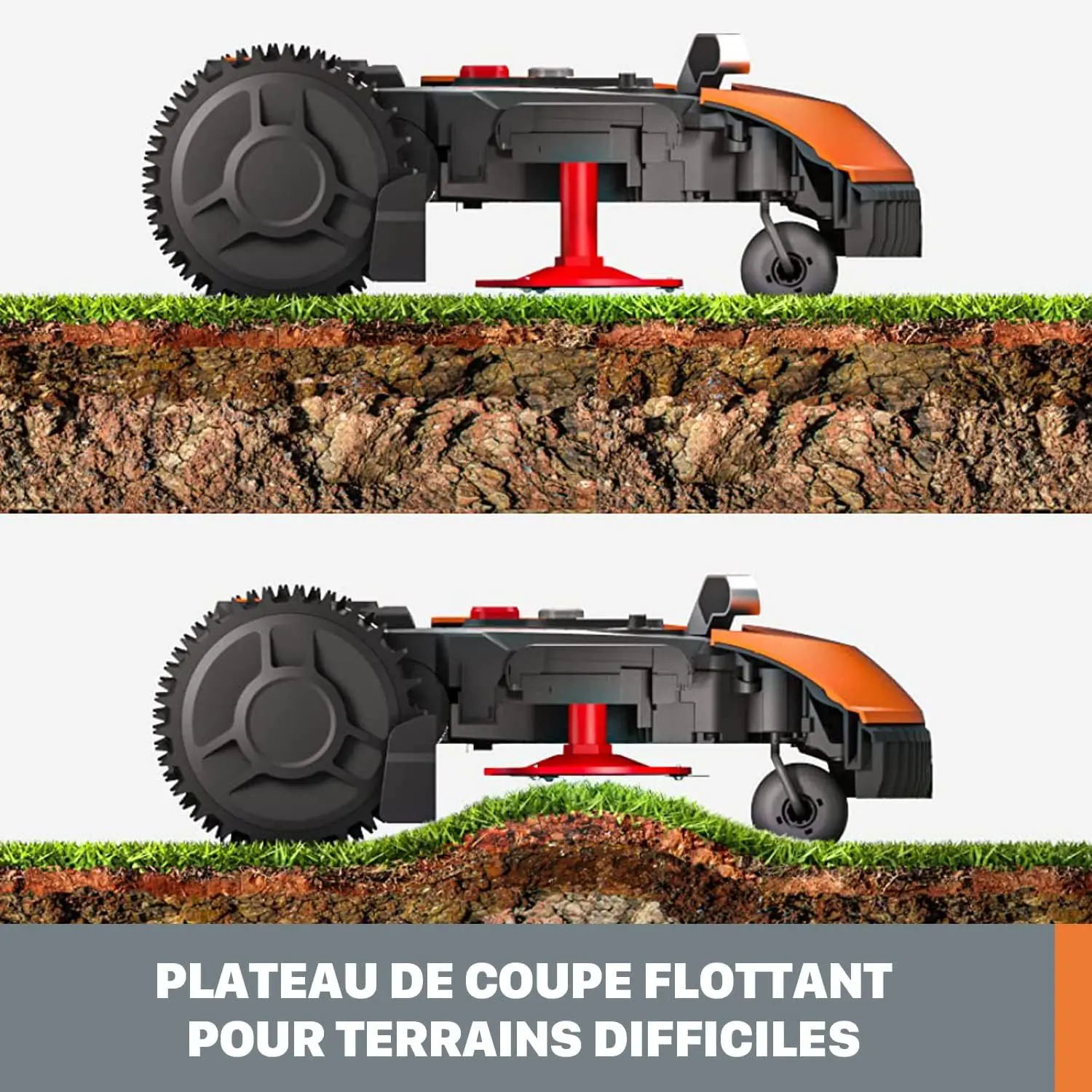 Robot tondeuse orange 700m² vue 7