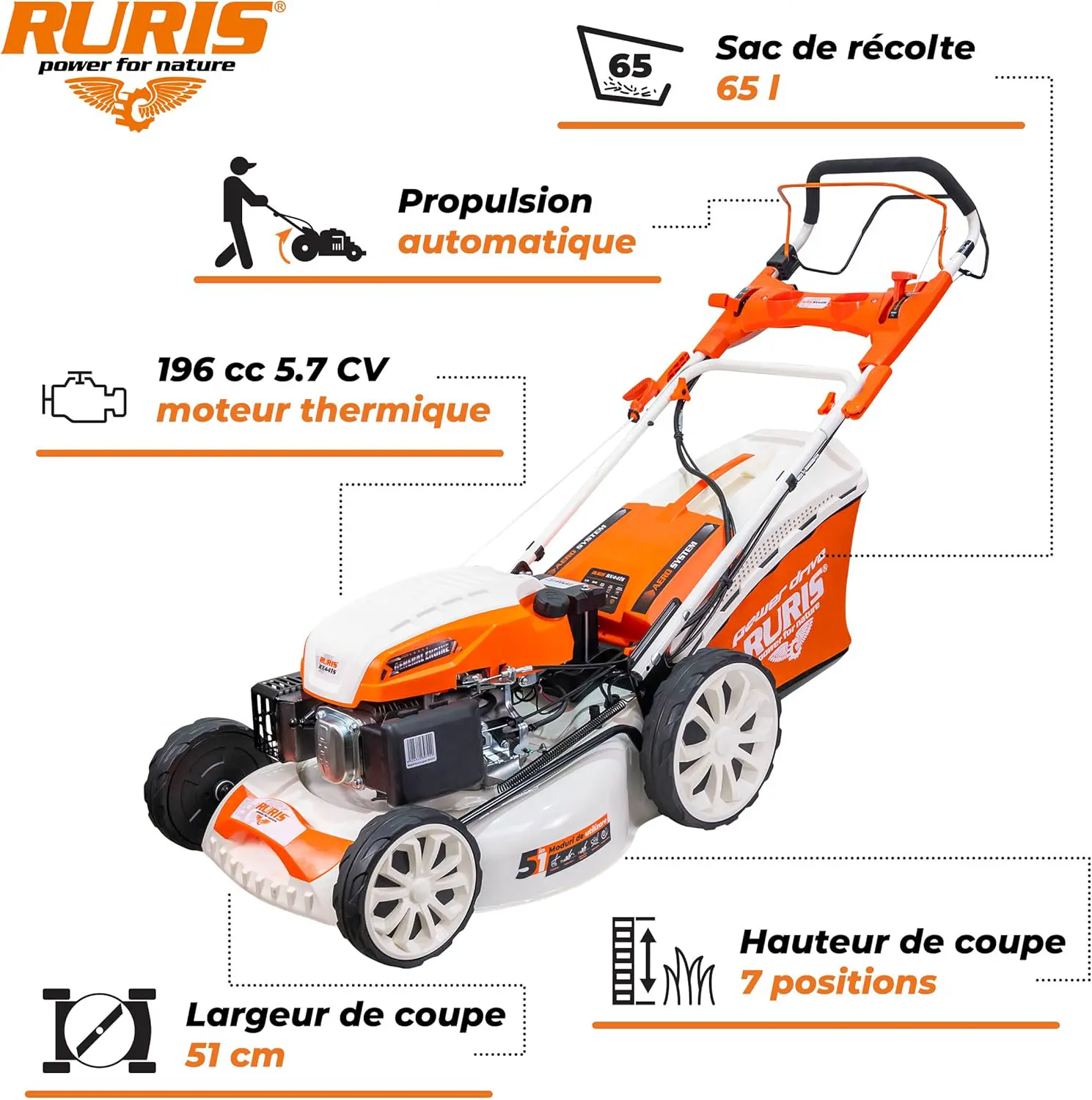 Tondeuse autoportée en acier orange 2000 m² vue 2