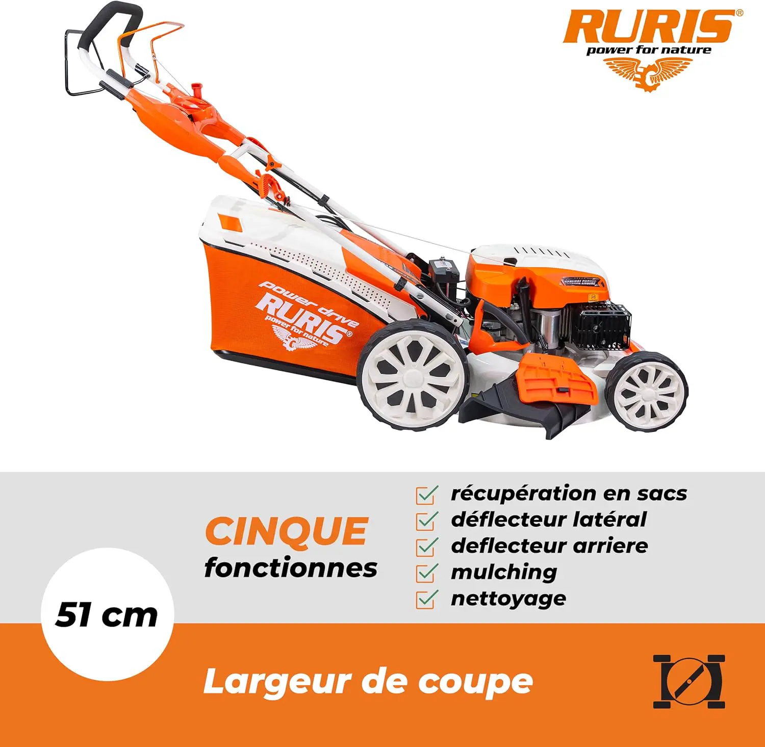 Tondeuse autoportée en acier orange 2000 m² vue 3