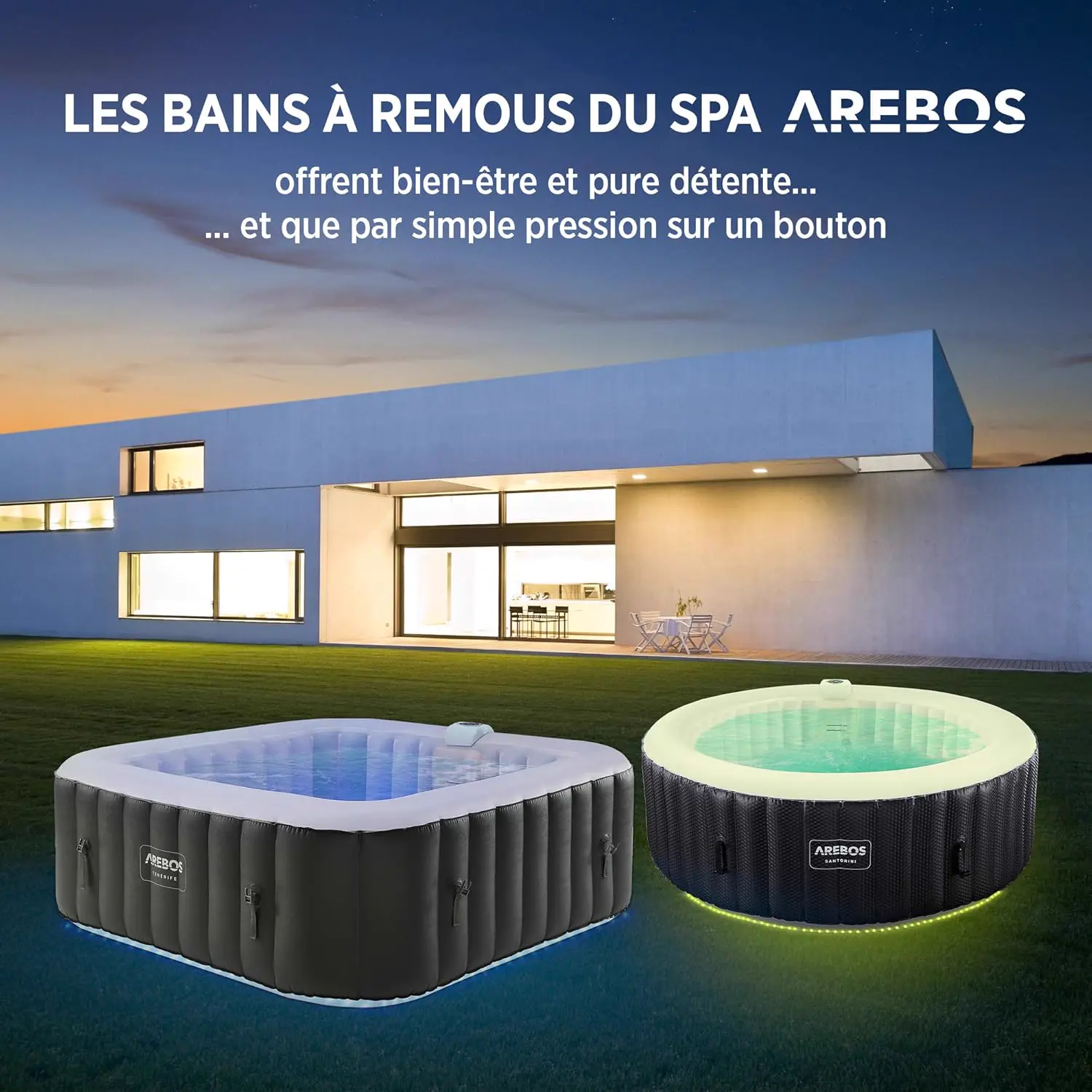 Spa gonflable 6 personnes 6 places 185 x 185 cm vue 5