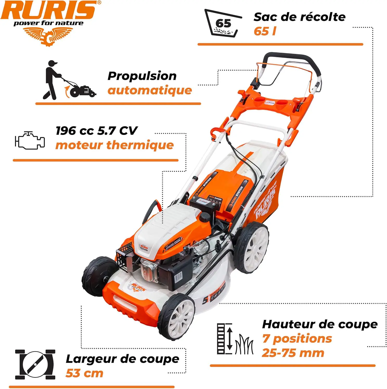 Tondeuse autoportée en métal orange 2500 m² vue 2