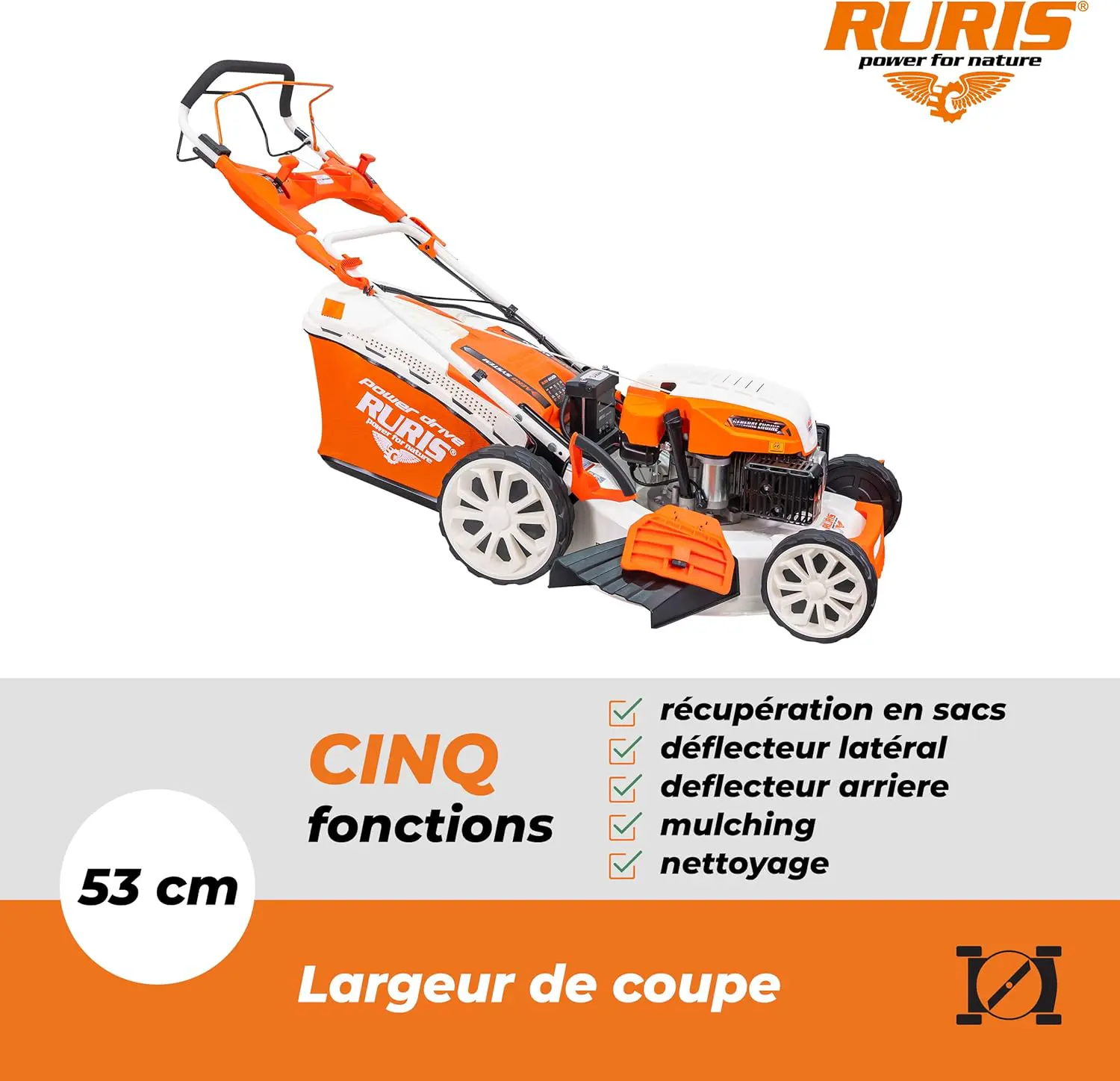 Tondeuse autoportée en métal orange 2500 m² vue 3