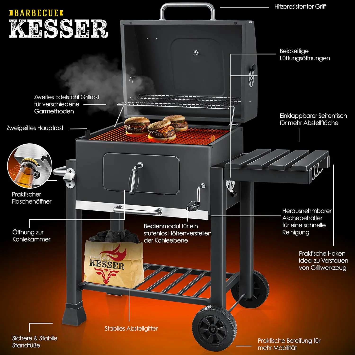 Barbecue weber en acier 45 x 115 vue 3