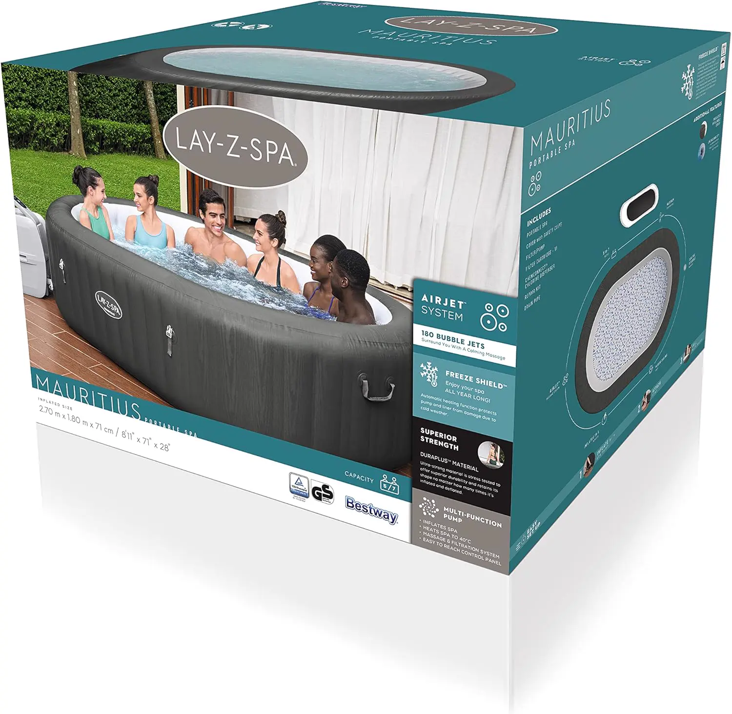Spa gonflable 6 personnes 7 places 180 x 71 cm vue 3