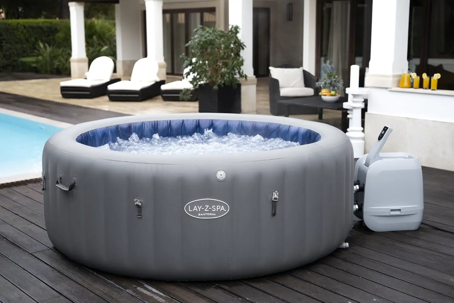 Spa gonflable 6 personnes 7 places gris 216 x 80 cm vue 2