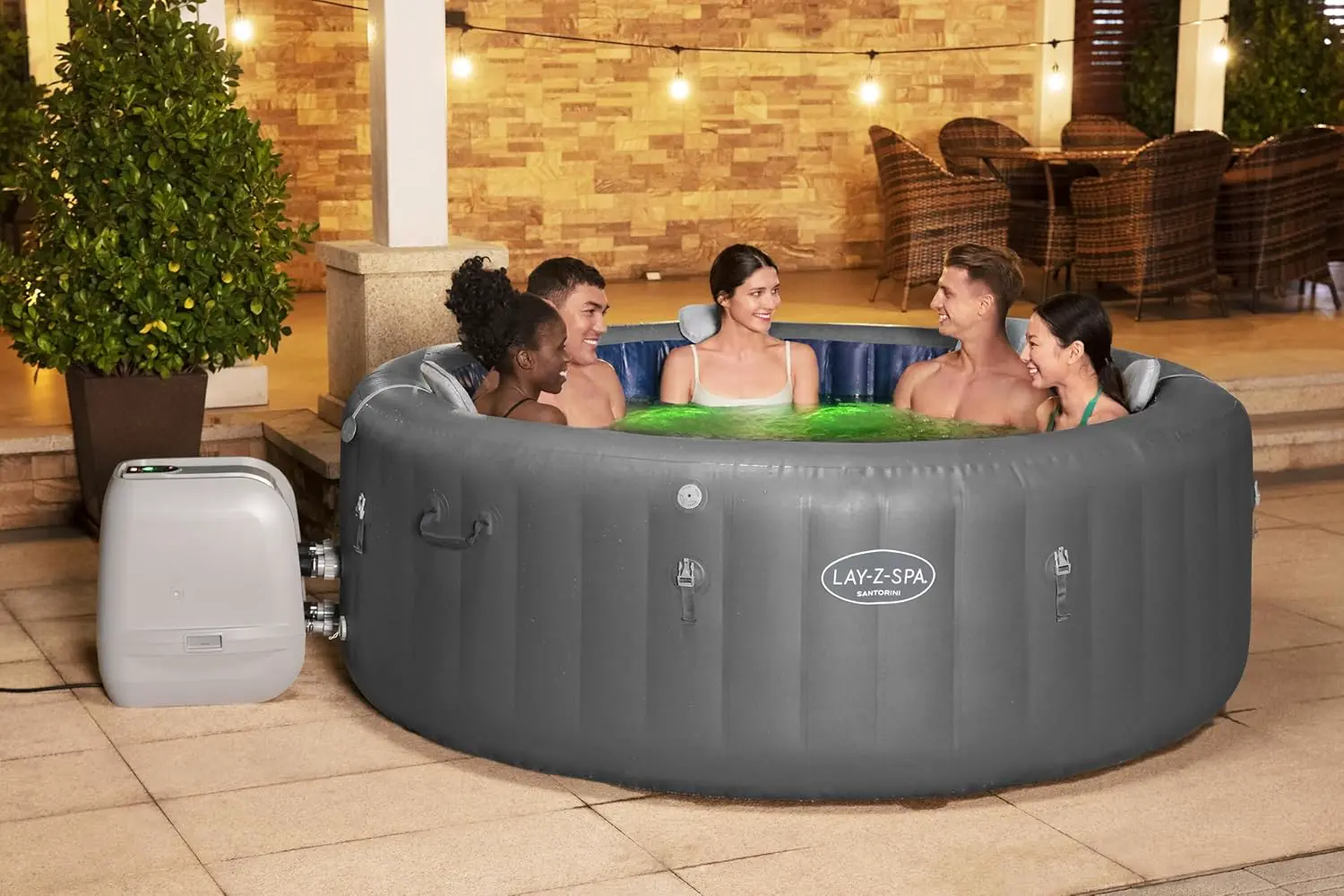 Spa gonflable 6 personnes 7 places gris 216 x 80 cm vue 3