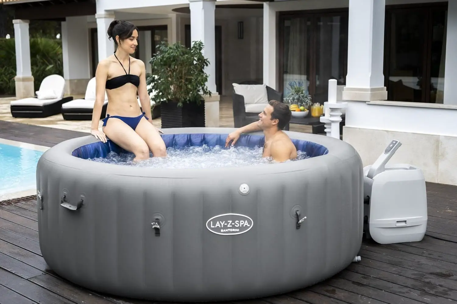 Spa gonflable 6 personnes 7 places gris 216 x 80 cm vue 5