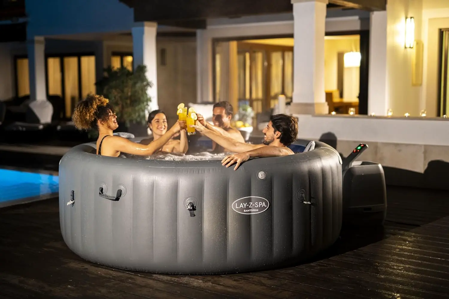 Spa gonflable 6 personnes 7 places gris 216 x 80 cm vue 6