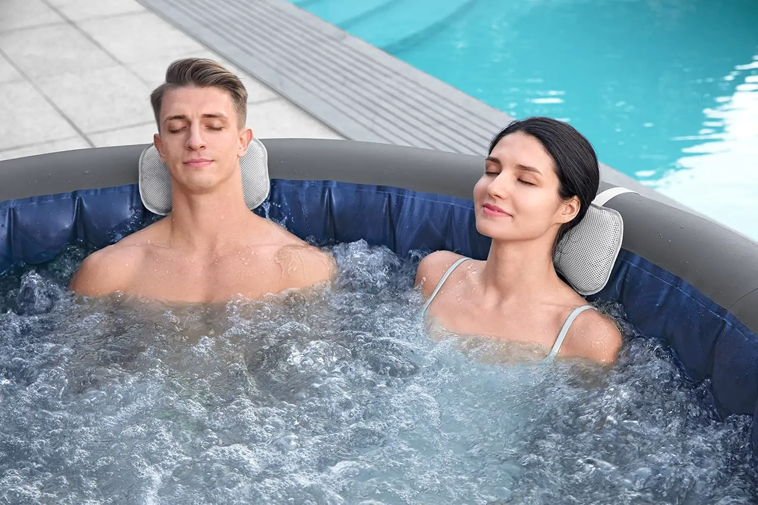 Spa gonflable 6 personnes 7 places gris 216 x 80 cm vue 8