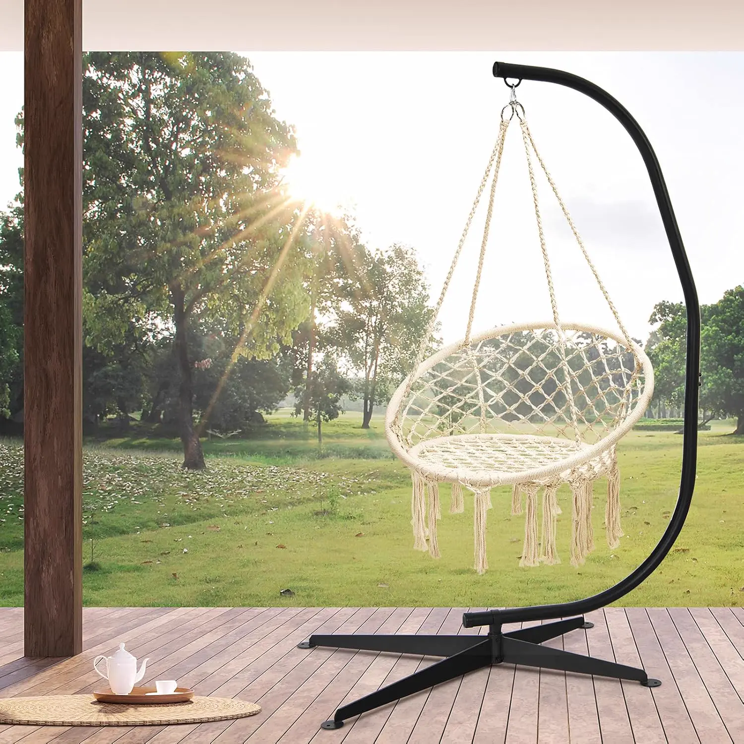 Fauteuils suspendus en métal noir 84 x 207 cm vue 2