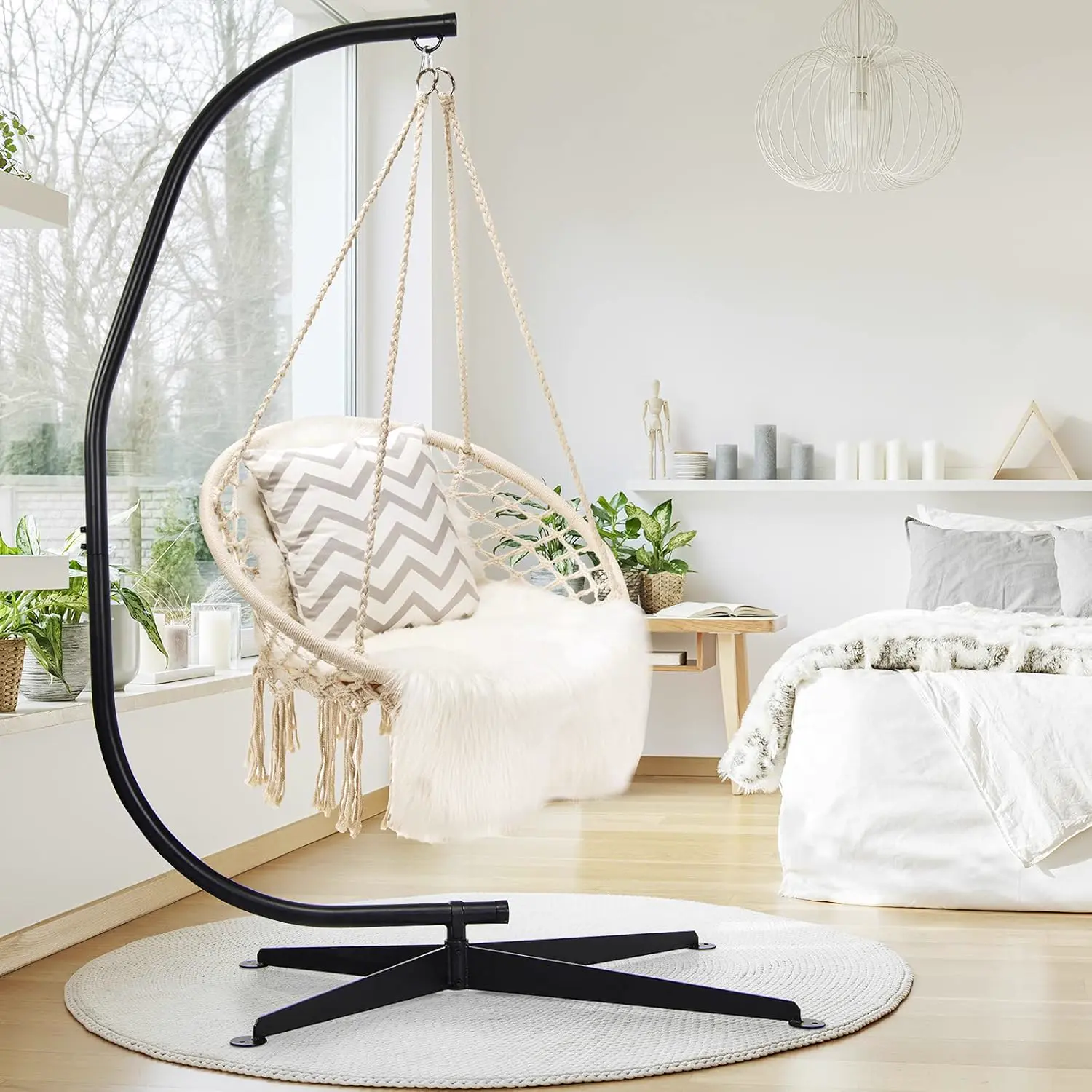 Fauteuils suspendus en métal noir 84 x 207 cm vue 4