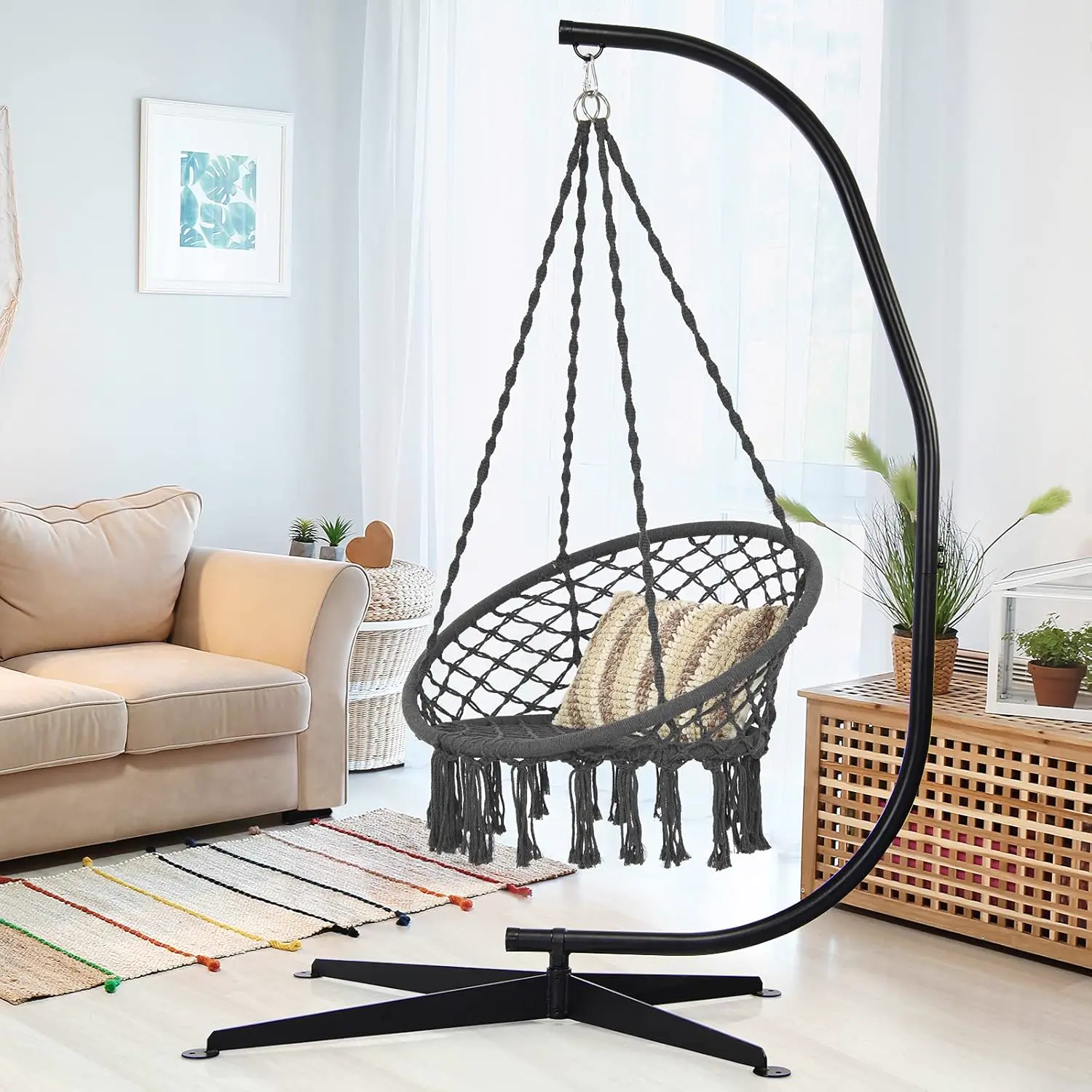 Fauteuils suspendus en métal noir 84 x 207 cm vue 8
