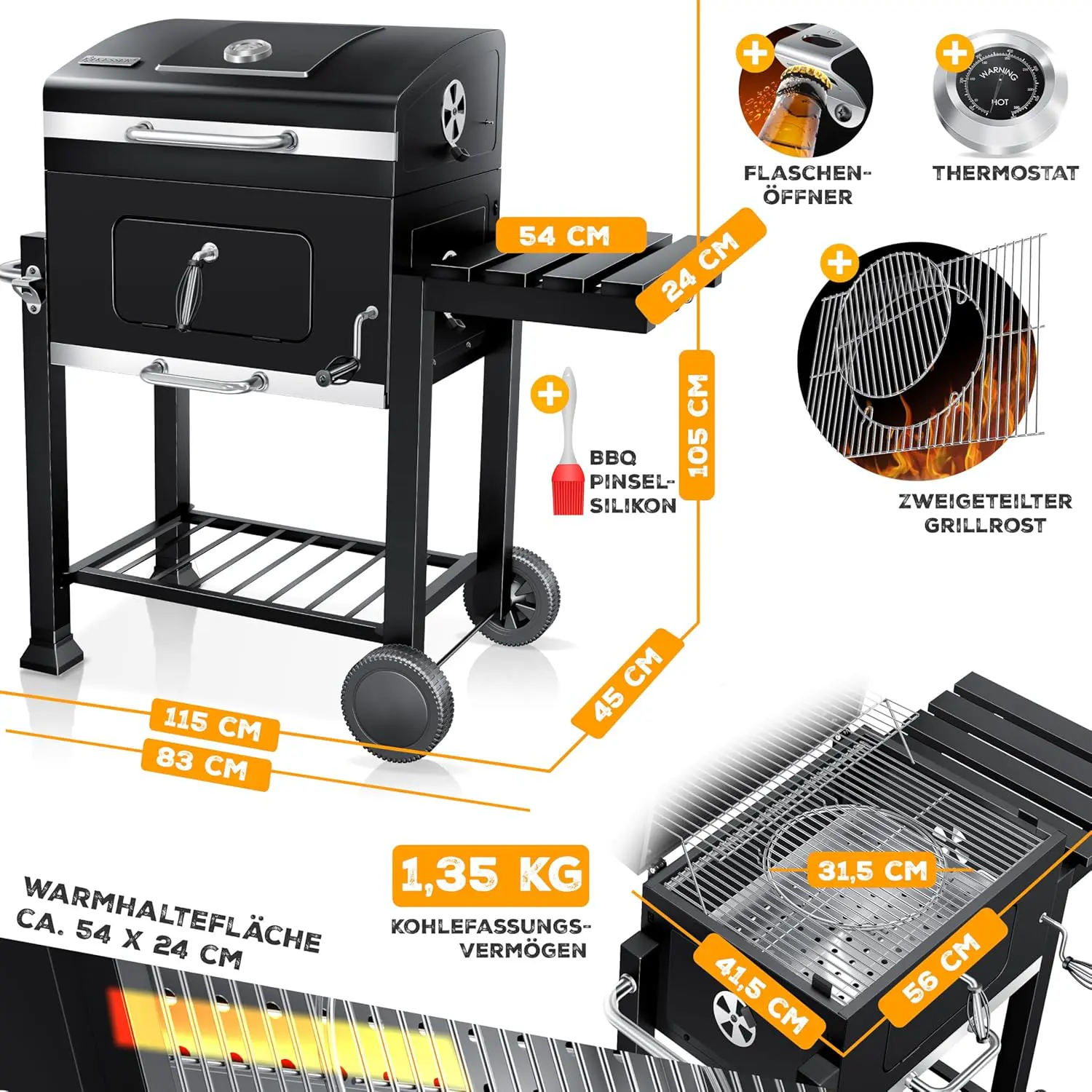 Barbecue weber en bois noir 45 x 115 vue 7