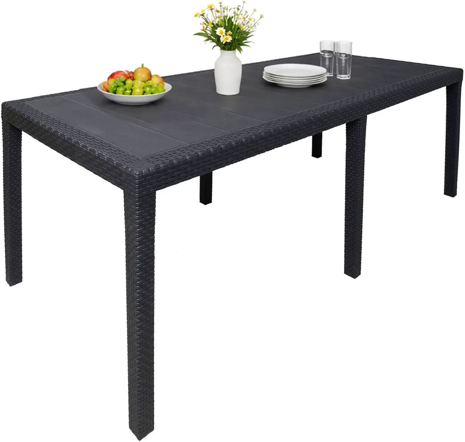Table de jardin 10 places anthracite 72 x 90 cm vue 3