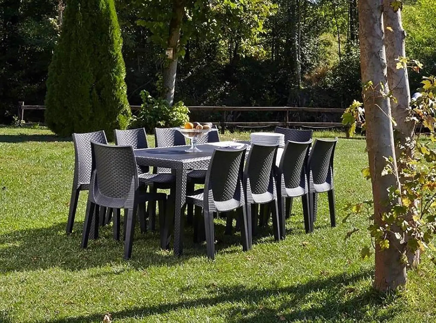 Table de jardin 10 places anthracite 72 x 90 cm vue 4