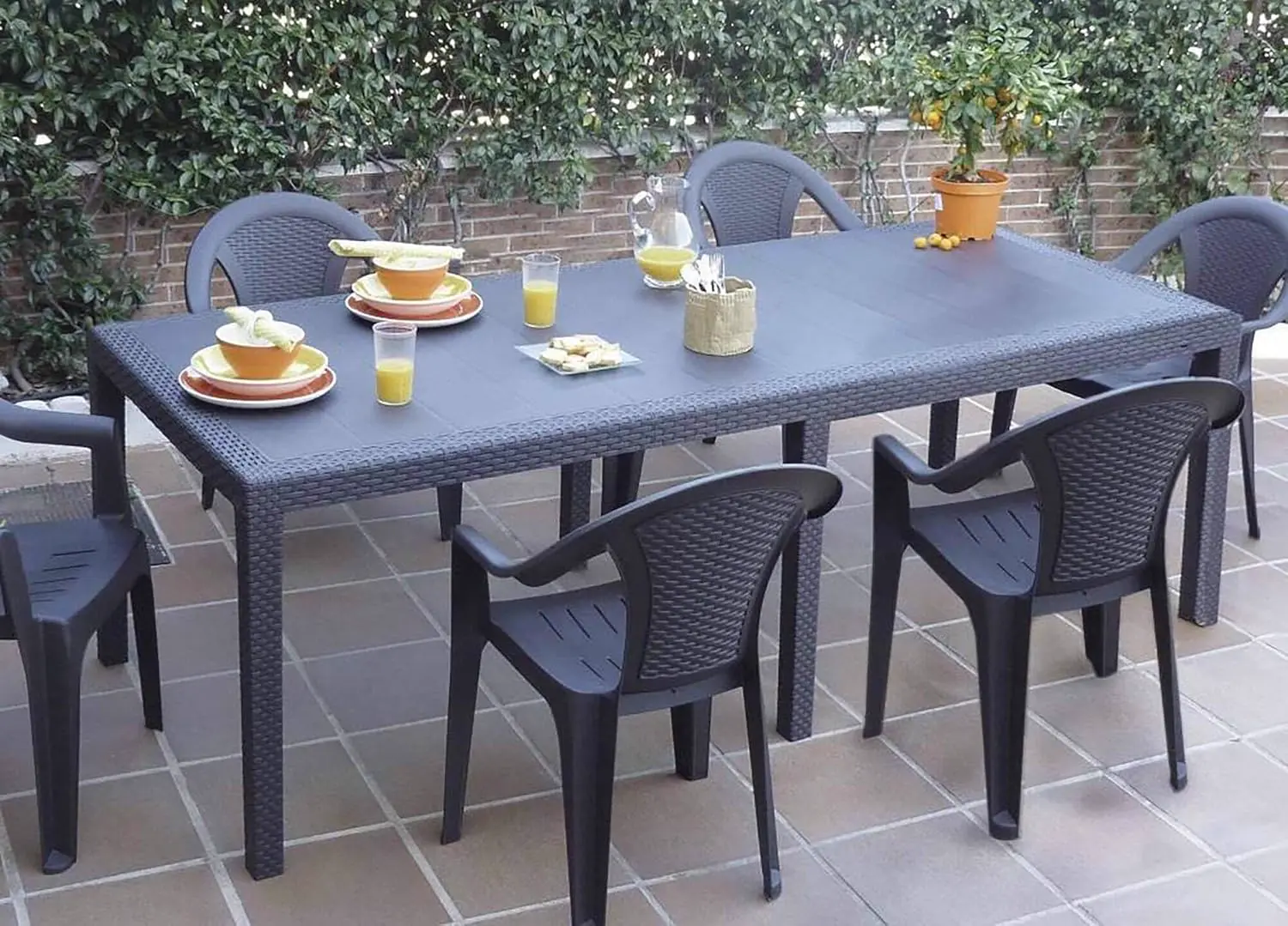 Table de jardin 10 places anthracite 72 x 90 cm vue 5