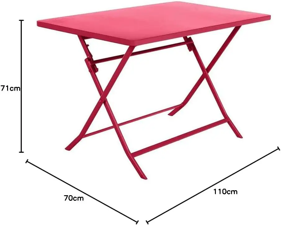 Table de jardin en acier rouge 70 x 70 vue 2