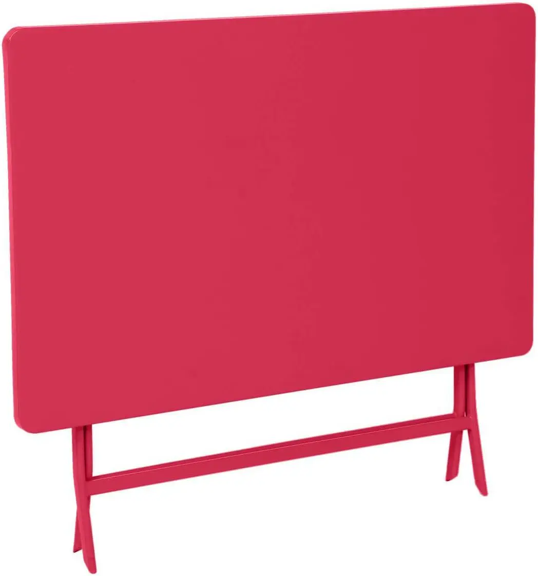 Table de jardin en acier rouge 70 x 70 vue 4