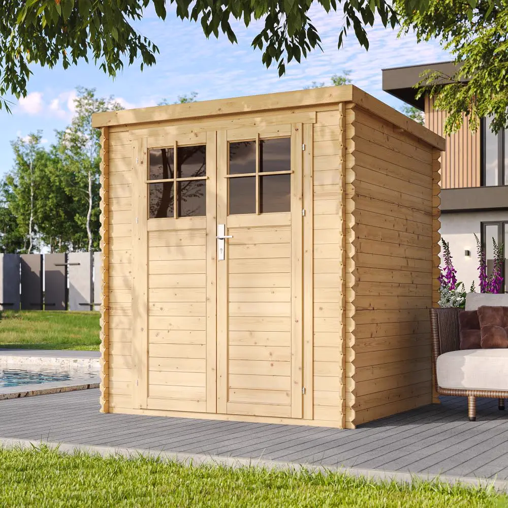 Abri de jardin en bois en bois naturel 3,53 m² vue 2