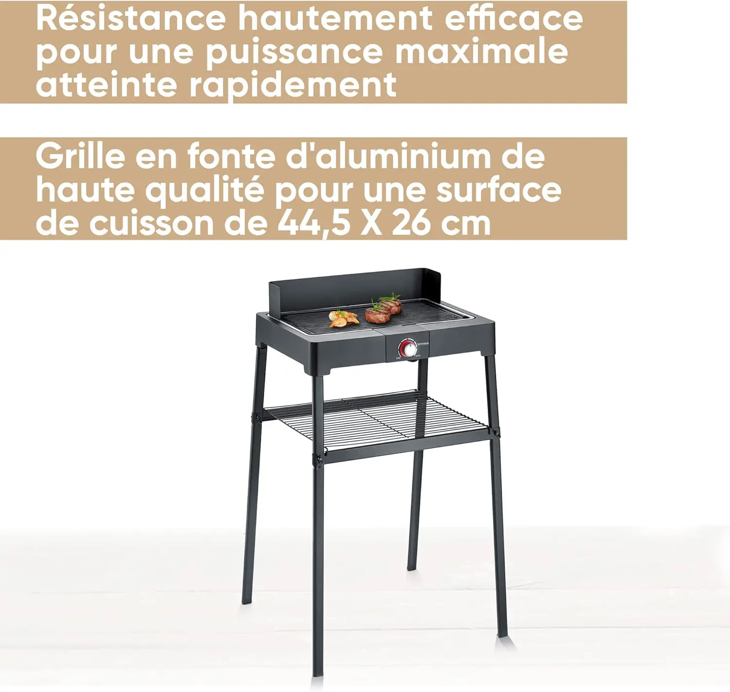 Barbecue électrique en acier noir 38 x 52 vue 2