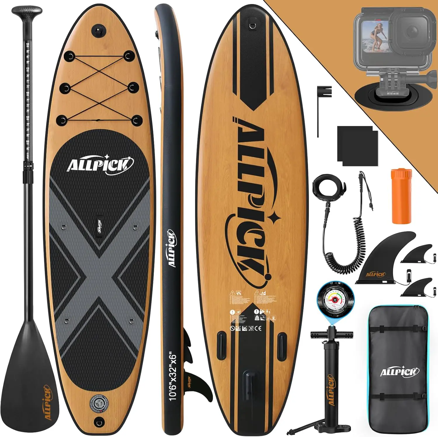 ALLPICK Paddle Gonflable, Kit de Padelsurf de Stand Up Paddle Sup