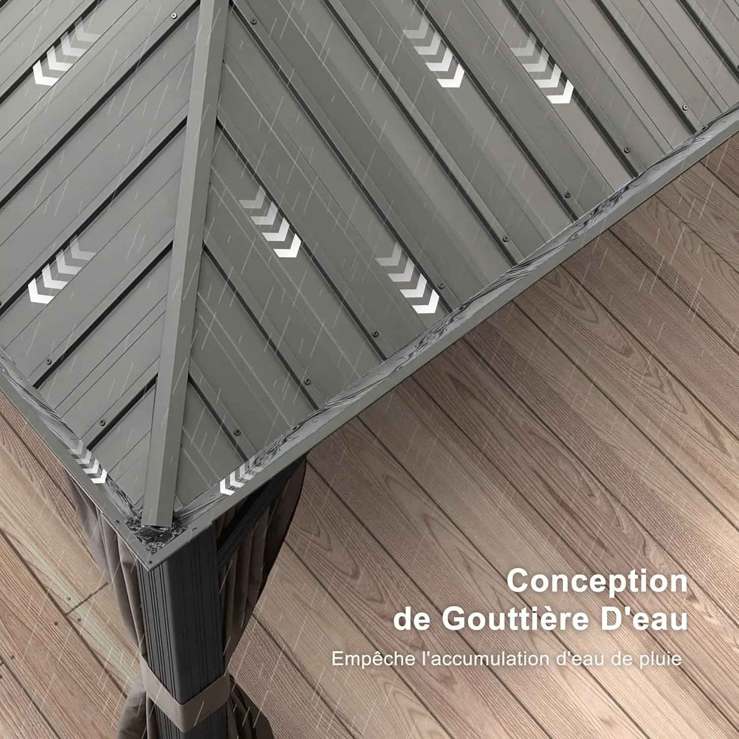 Pergola en aluminium gris 4 x 3 m vue 6