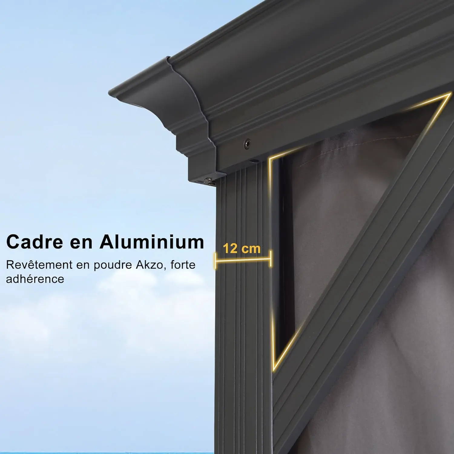 Pergola en aluminium gris 4 x 3 m vue 7