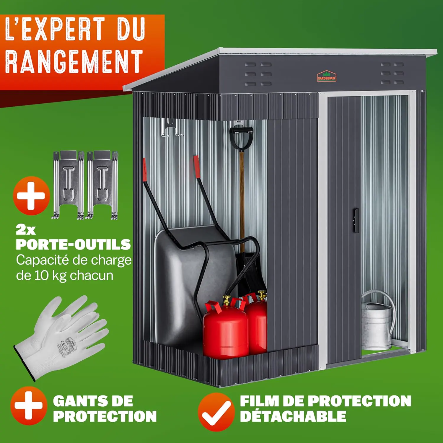 Abri de jardin en métal en métal anthracite 1,5m² vue 2