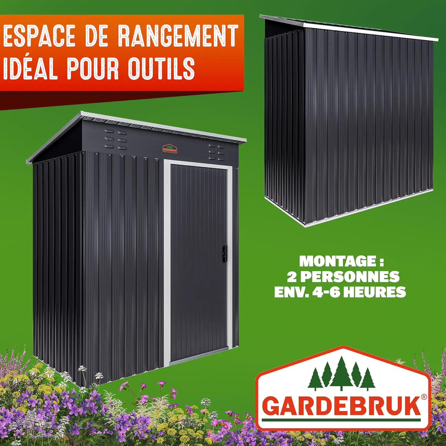Abri de jardin en métal en métal anthracite 1,5m² vue 5