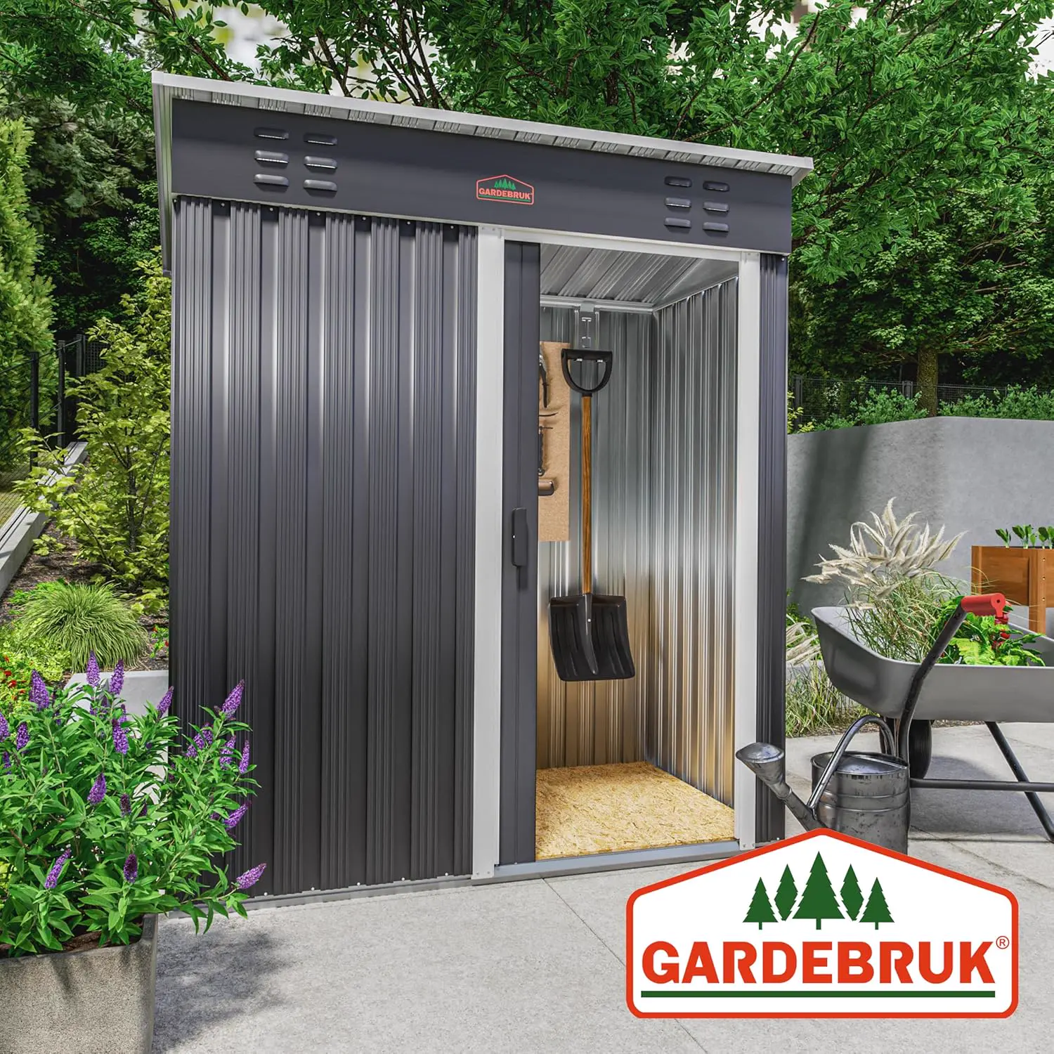 Abri de jardin en métal en métal anthracite 1,5m² vue 8