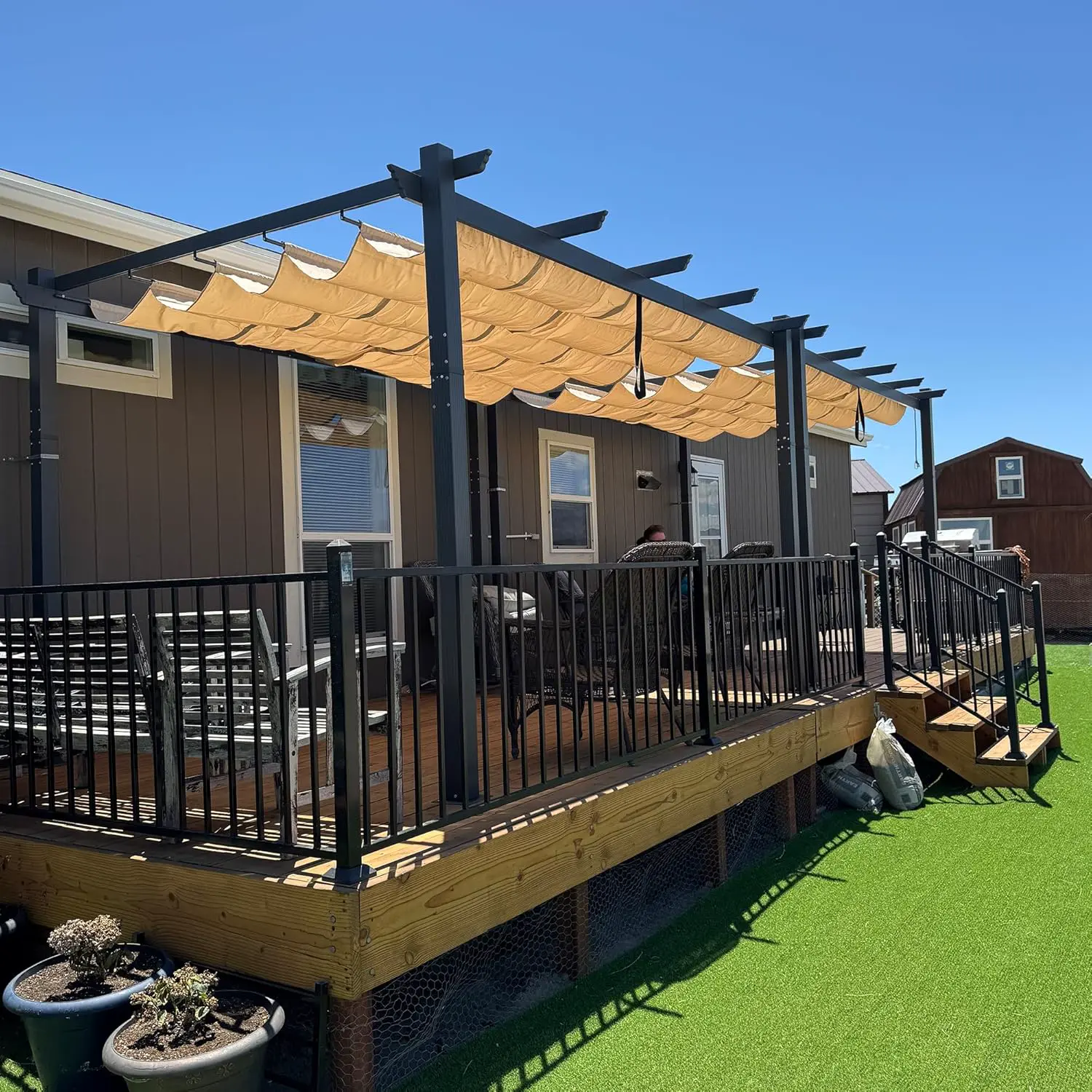 Pergola en aluminium kaki 4x3 m vue 2