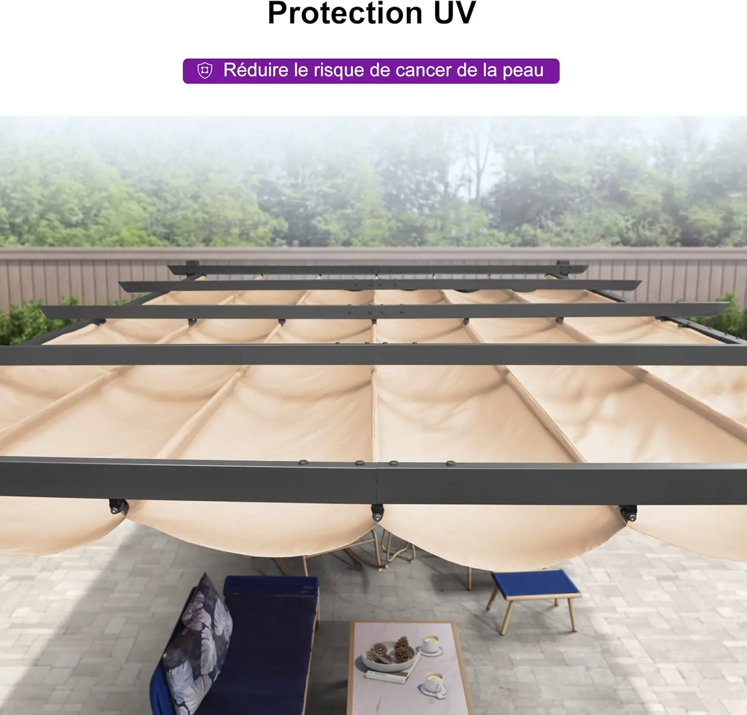 Pergola en aluminium kaki 4x3 m vue 6