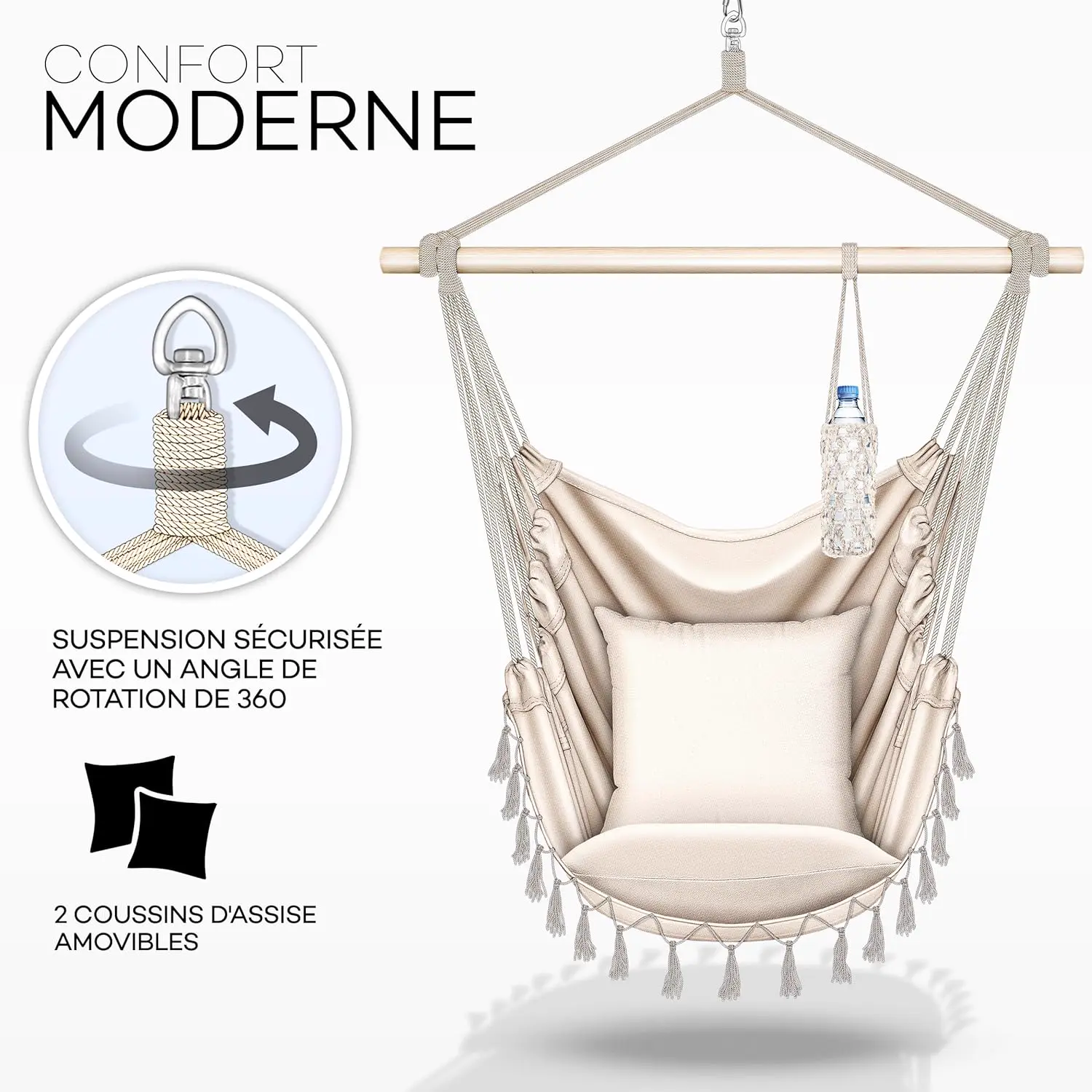 Fauteuils suspendus en acier 77 x 143 cm vue 2