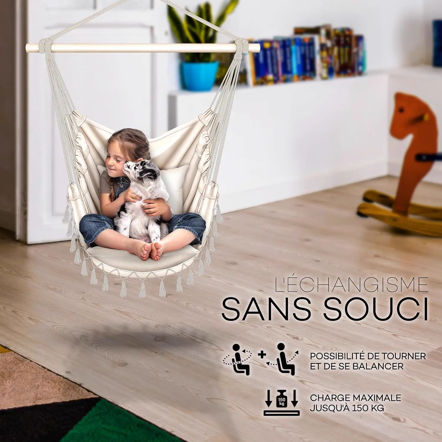 Fauteuils suspendus en acier 77 x 143 cm vue 3