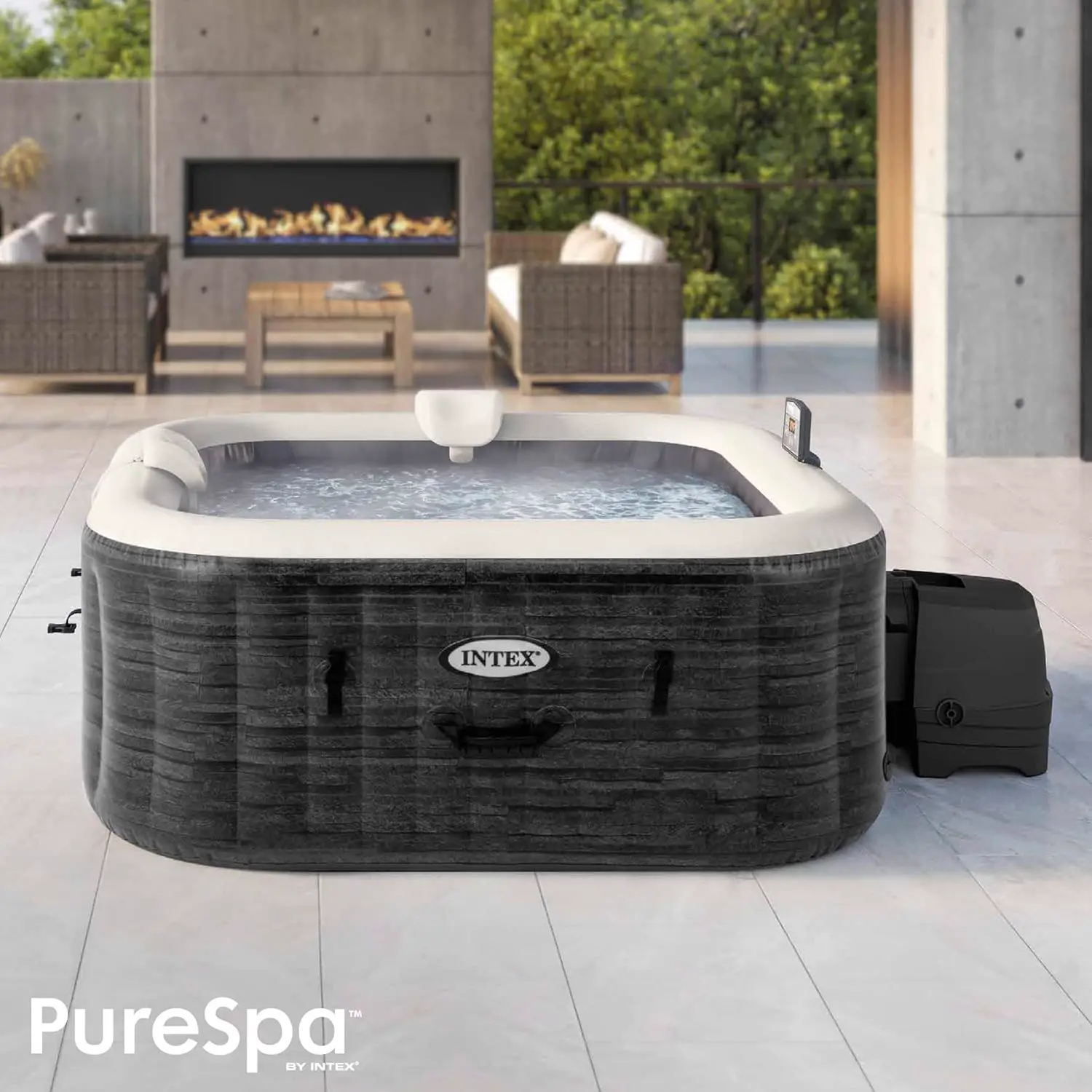 Spa gonflable 4 personnes 4 places gris 130 x 130 cm vue 3