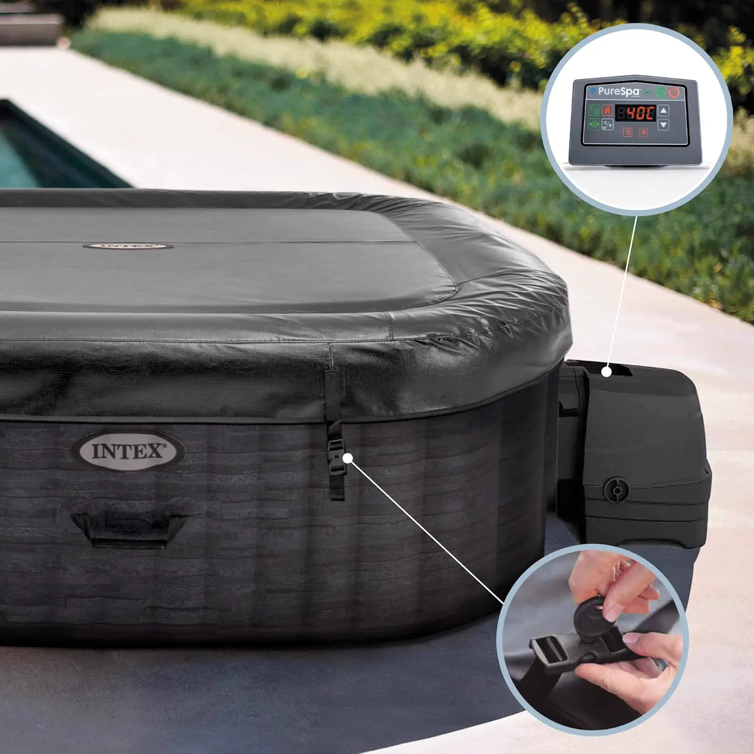 Spa gonflable 4 personnes 4 places gris 130 x 130 cm vue 4