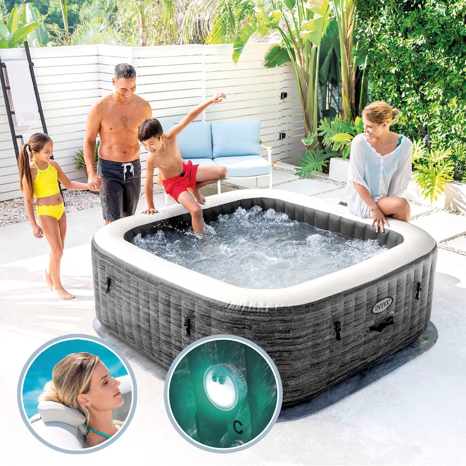 Spa gonflable 4 personnes 4 places gris 130 x 130 cm vue 6