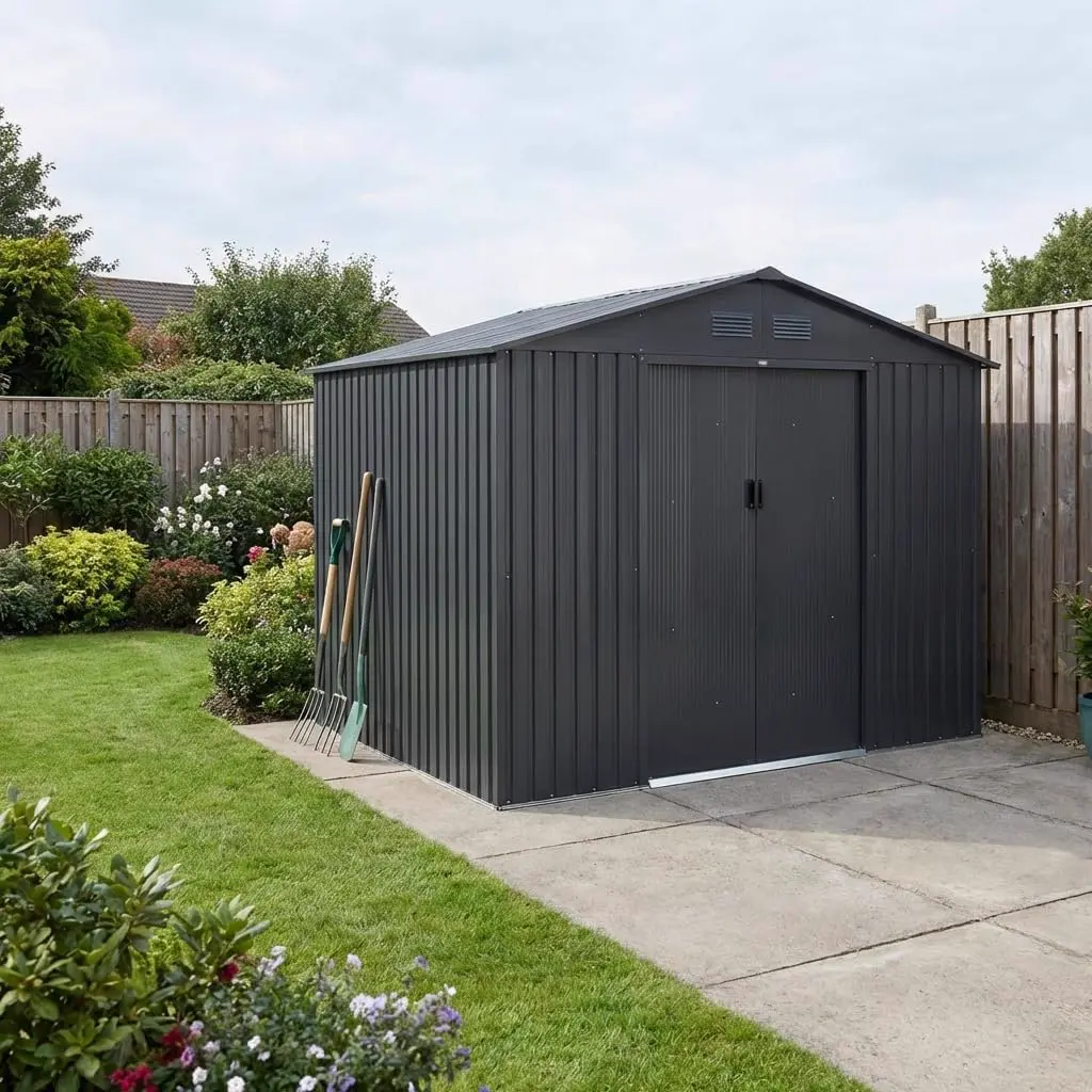 Abri de jardin en métal en acier gris 8,14 m² vue 6