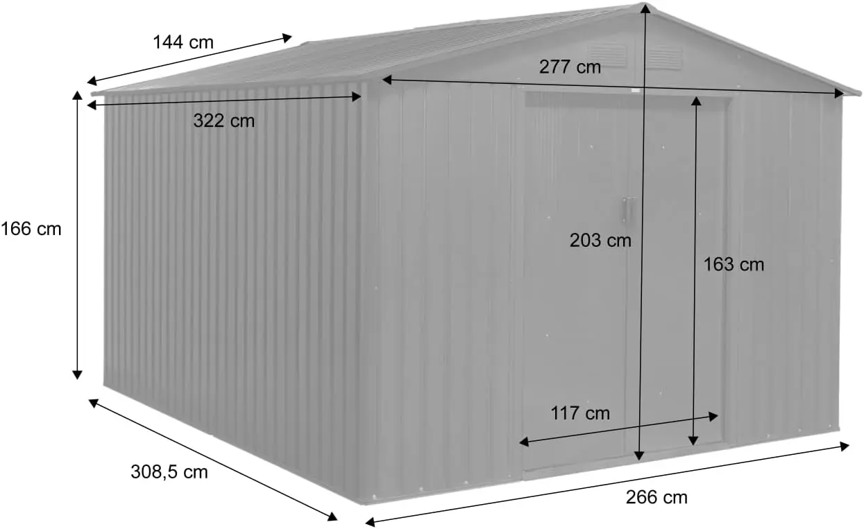 Abri de jardin en métal en acier gris 8,14 m² vue 7