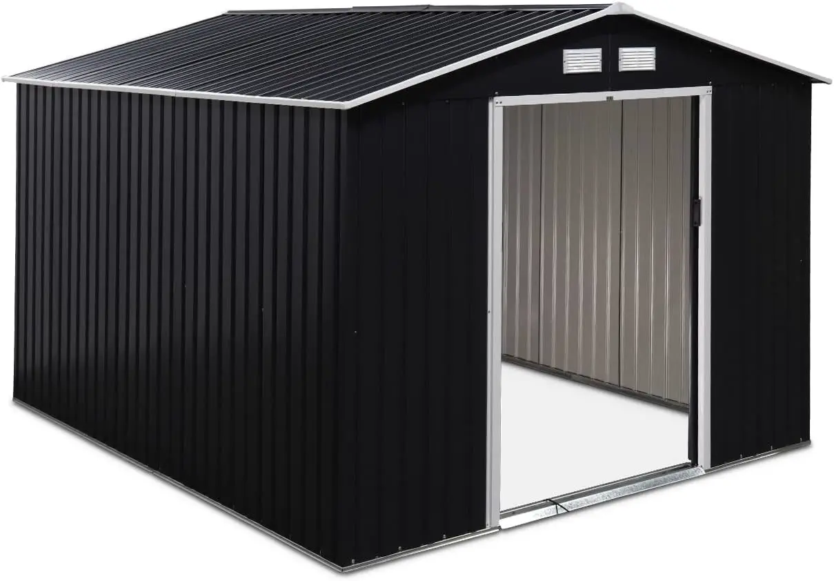 Abri de jardin en métal en acier gris 8,14 m² vue 8