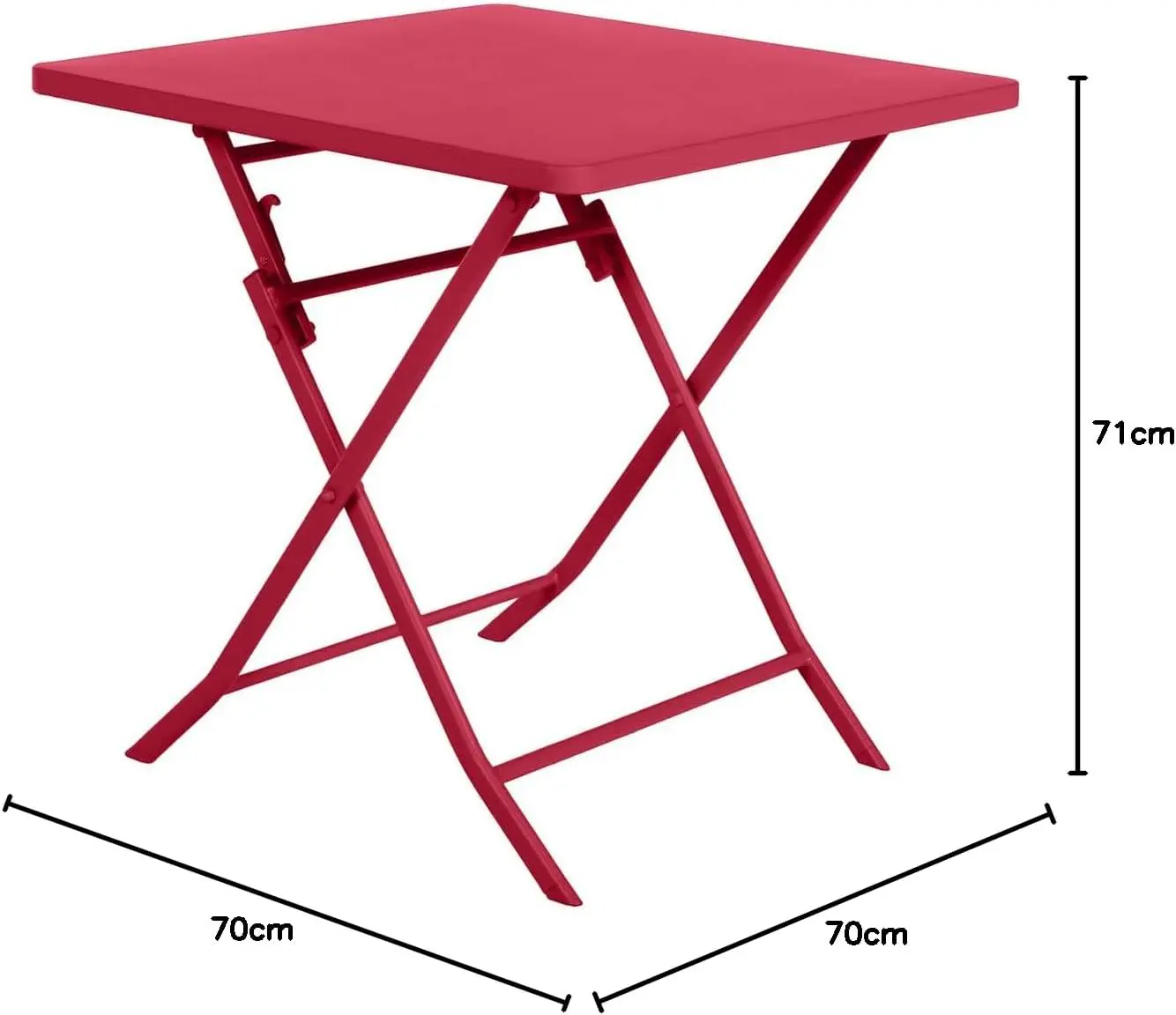 Table de jardin 2 places rouge 70 x 70 vue 3